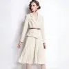 Lady’s pleated skirt long sleeve suit collar patchwork