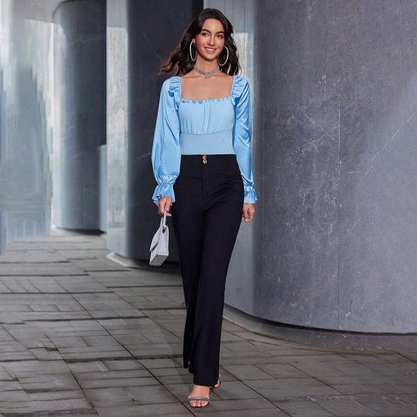 Lady’s straight-leg slim fit high-waisted pants