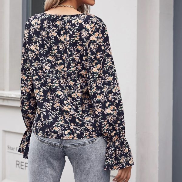 Lady’s V-neck chiffon floral top - Image 6