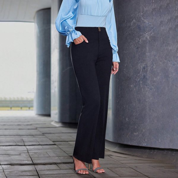 Lady’s straight-leg slim fit high-waisted pants - Image 4