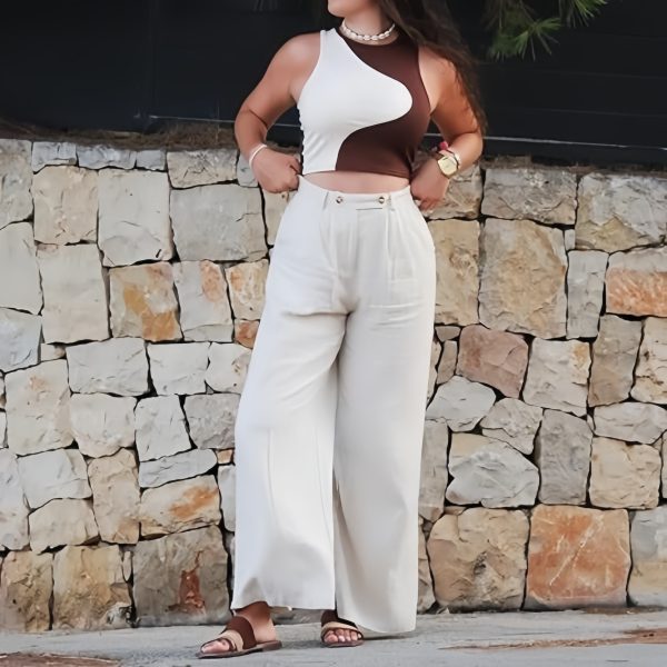 Lady’s high-waisted baggy casual wide-leg pants - Image 2
