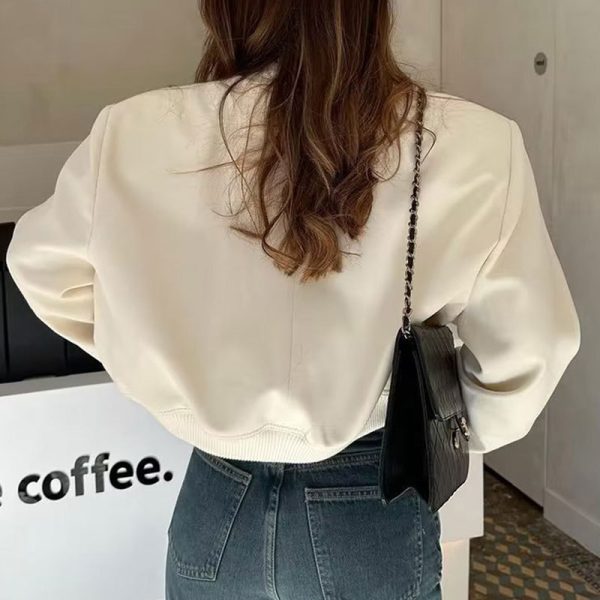 Lady’s crew-neck single-breasted solid long-sleeved coat - Image 5