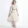 Lady’s pleated skirt long sleeve suit collar patchwork - Image 2