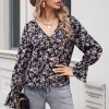 Lady’s V-neck chiffon floral top - Image 4