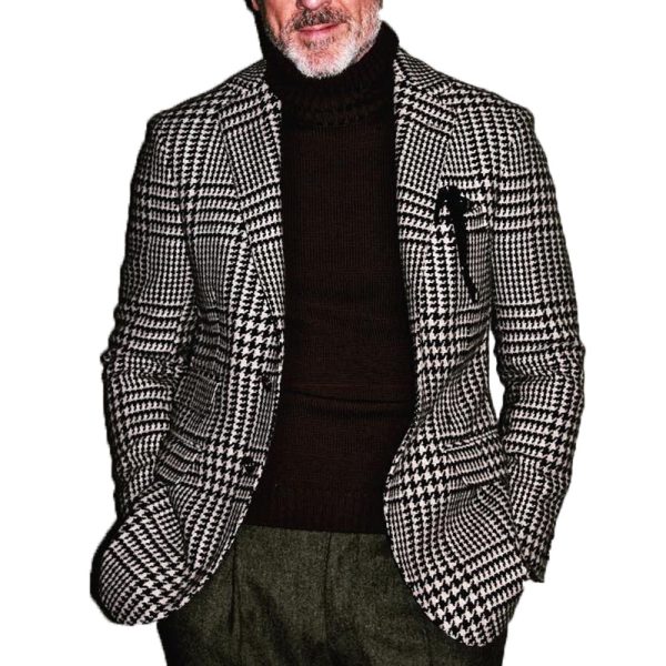 Men's casual slim fit checkered suit top