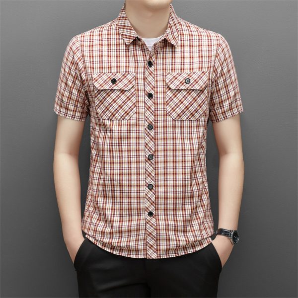 Men's short sleeved checkered shirt