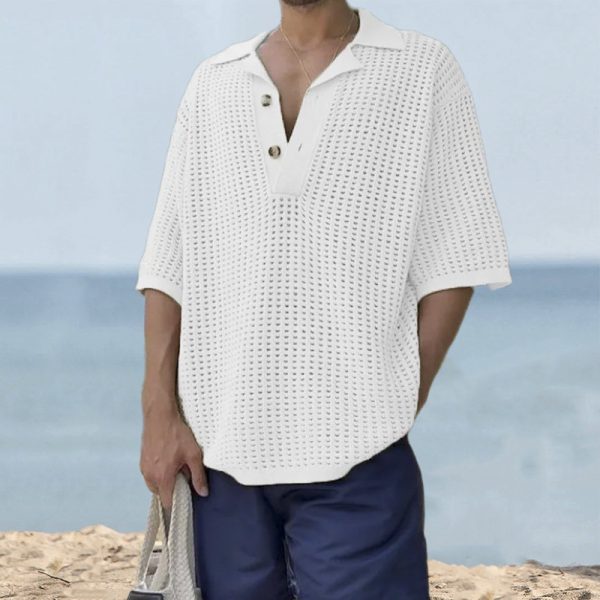 Collar hollow knitted sweater - Image 3