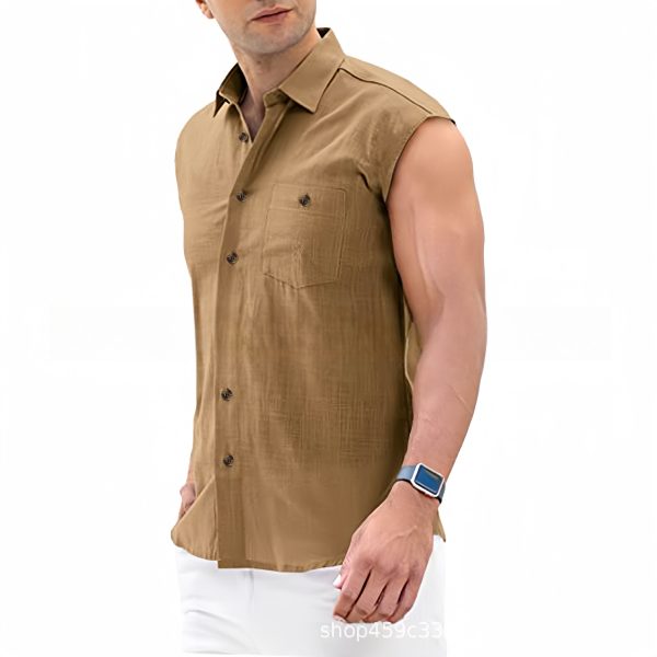 Solid color sleeveless vest shirt - Image 4
