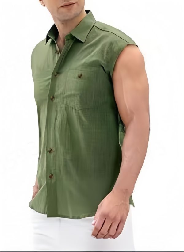 Solid color sleeveless vest shirt - Image 3