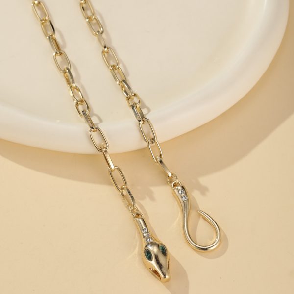 Fine metal snake necklace set with diamonds - Image 3