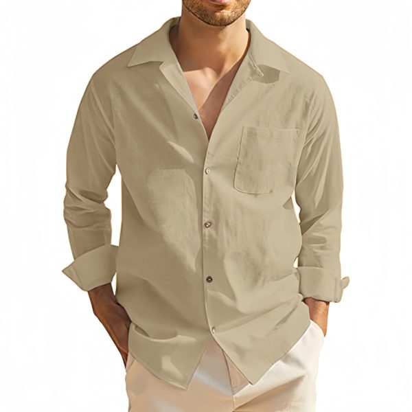 Solid color daily long sleeved shirt - Image 2