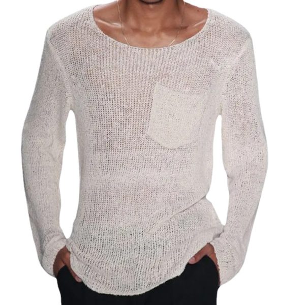 Solid color long sleeved knitted sweater