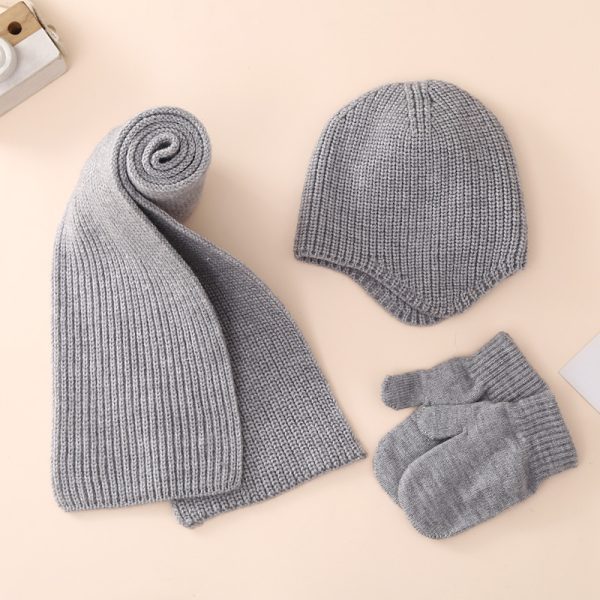 Winter baby hat, gloves, scarf 3 piece set