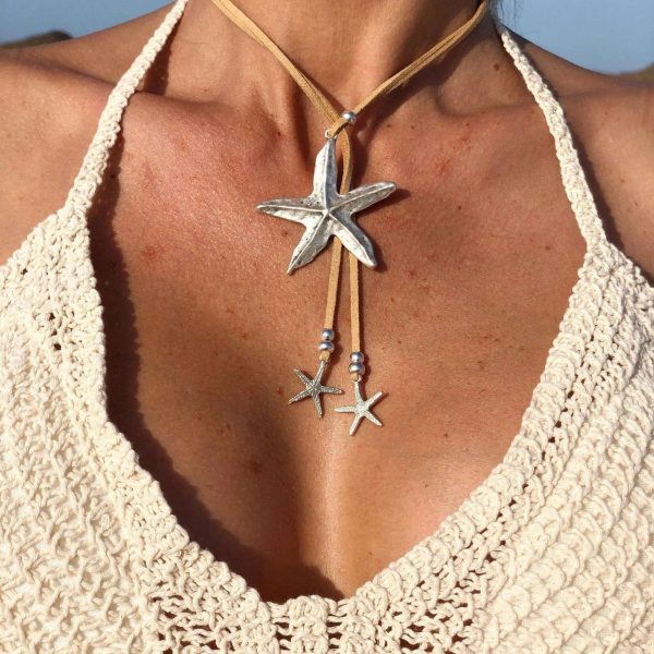 Bohemian style starfish alloy necklace