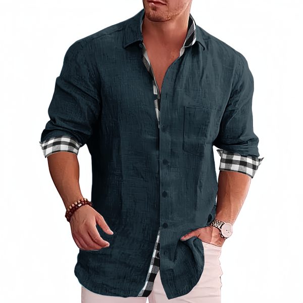 Men's casual cotton and linen shirt - Image 3
