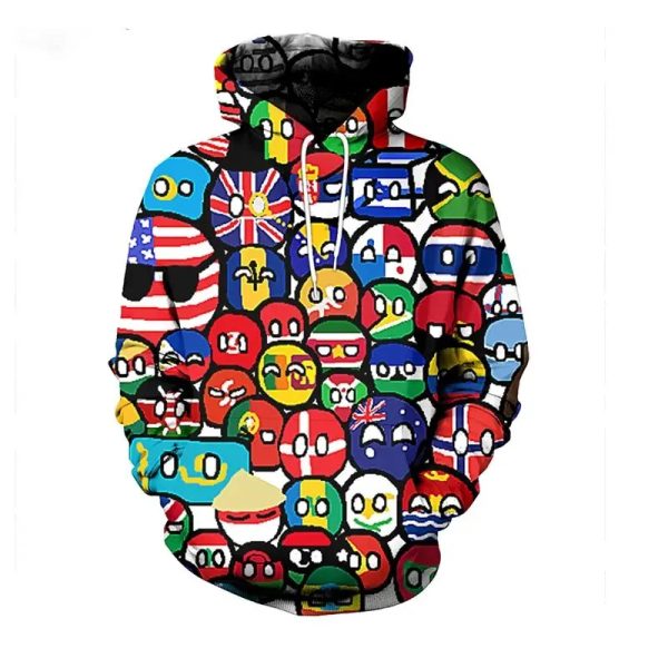 Printed casual hooded sweatshirt