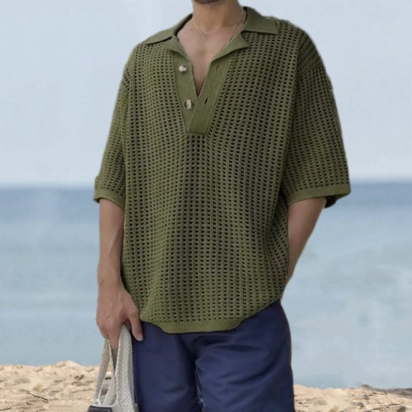Collar hollow knitted sweater