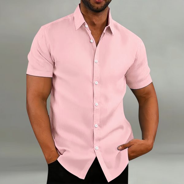 Cotton and linen casual loose short sleeved shirt - Image 4