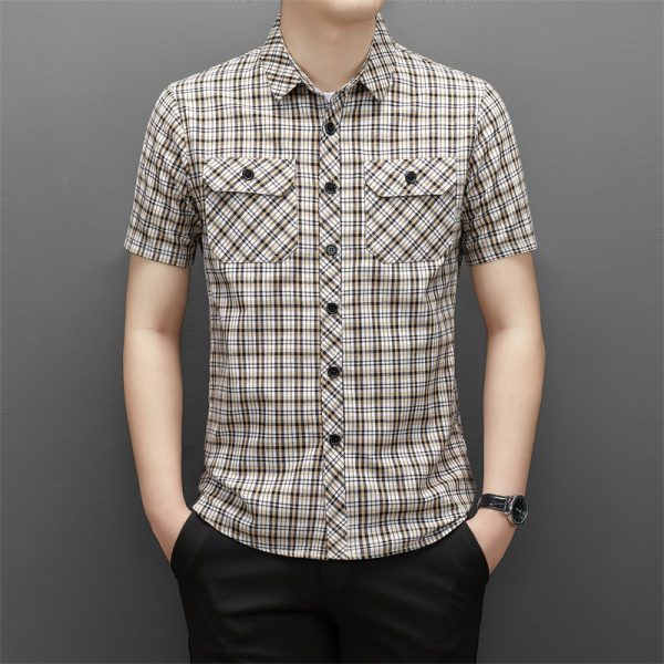 Men's short sleeved checkered shirt - Image 4
