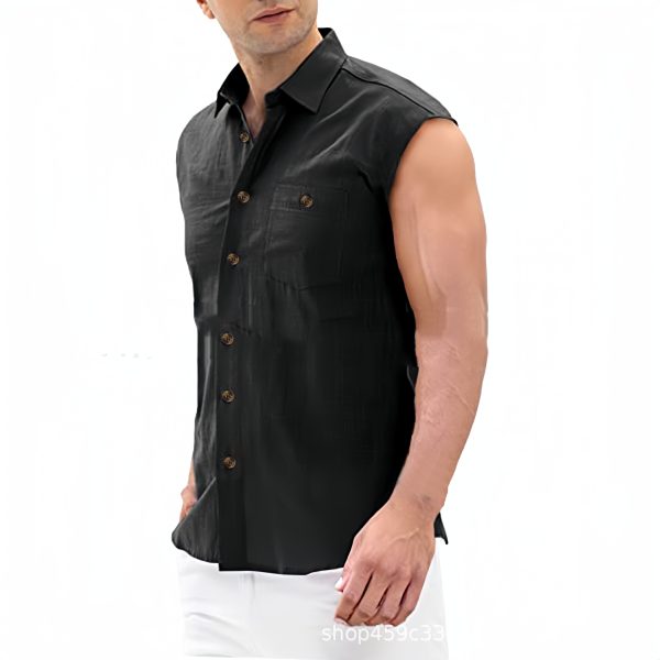 Solid color sleeveless vest shirt - Image 2