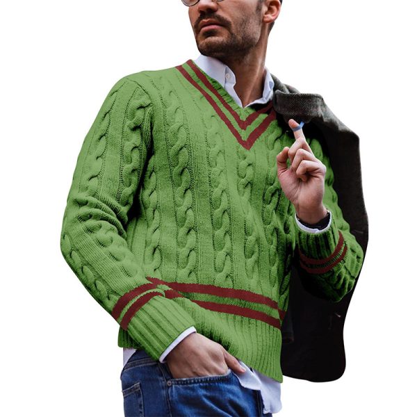 Men's striped color blocked knitted sweater - Image 3