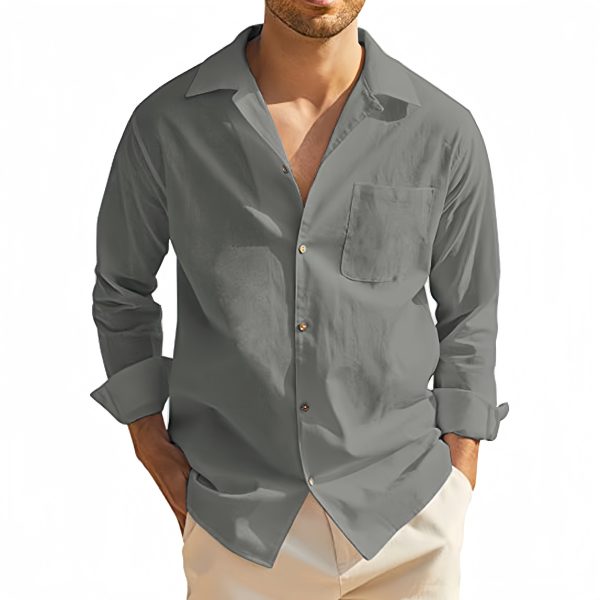 Solid color daily long sleeved shirt - Image 4