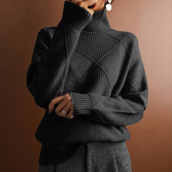 Loose high neck warm sweater - Image 4