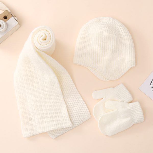 Winter baby hat, gloves, scarf 3 piece set - Image 3
