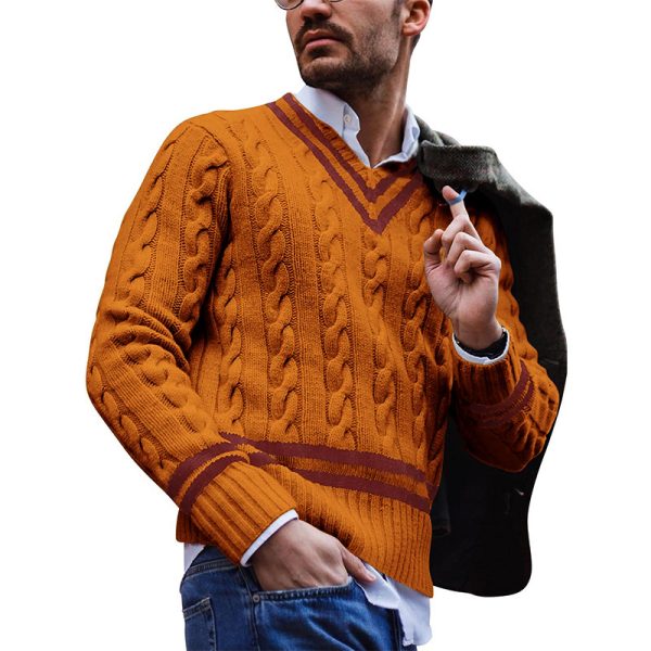 Men's striped color blocked knitted sweater - Image 4