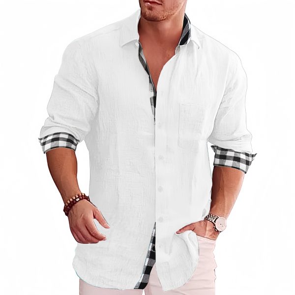 Men's casual cotton and linen shirt - Image 2