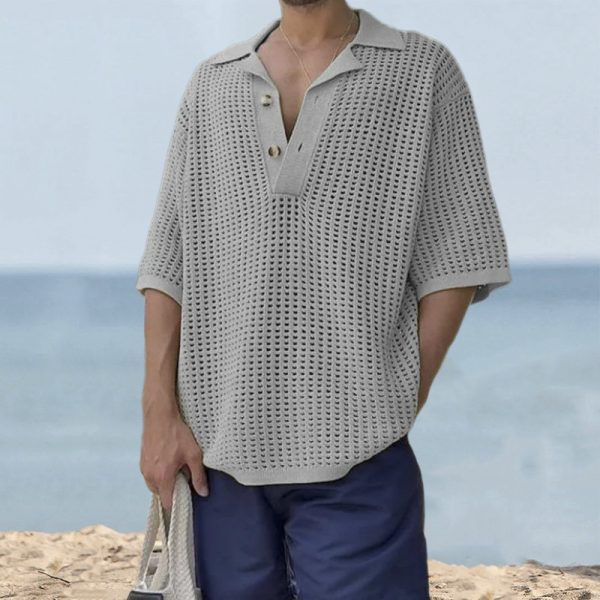 Collar hollow knitted sweater - Image 2