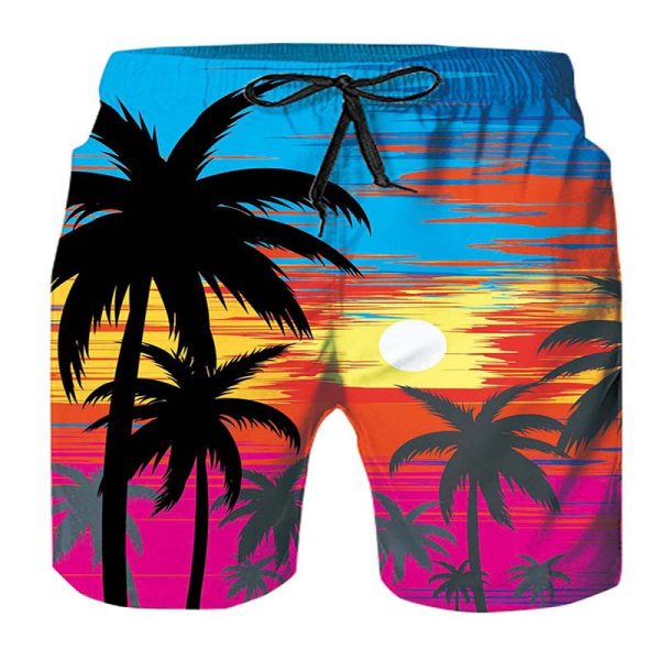 Men's 3D digital print beach shorts