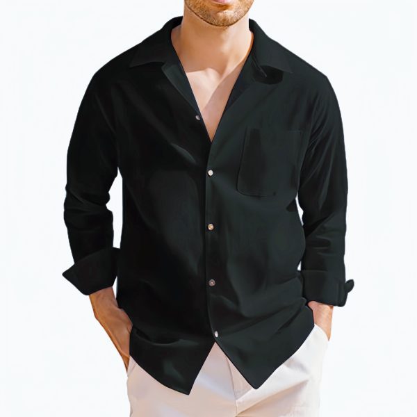 Solid color daily long sleeved shirt - Image 3