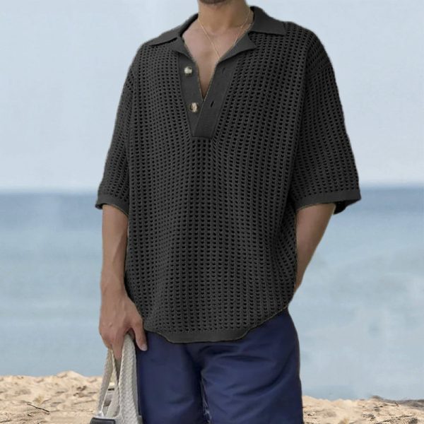 Collar hollow knitted sweater - Image 4