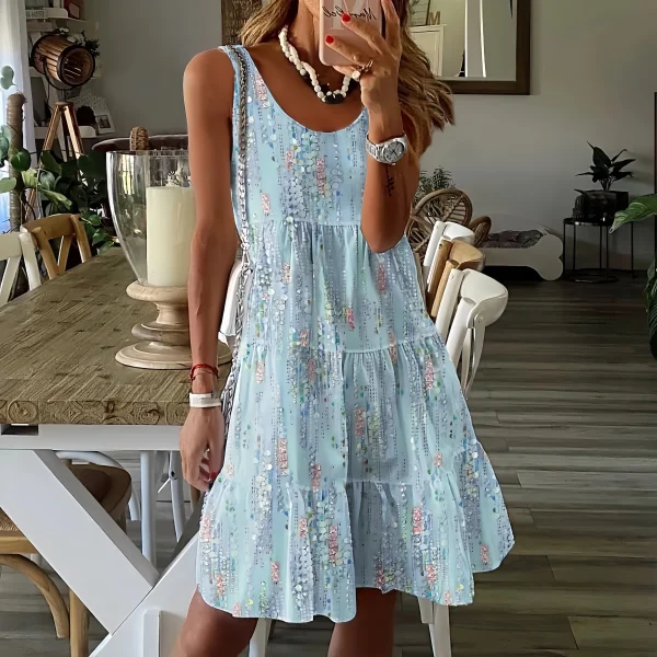 Flower round neck sleeveless dress