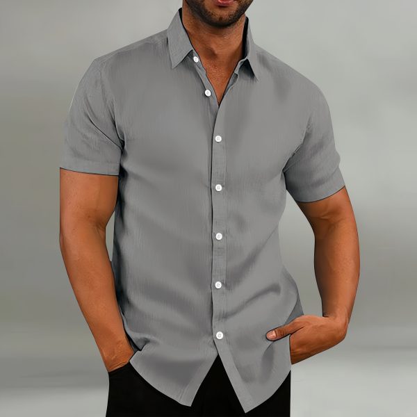 Cotton and linen casual loose short sleeved shirt - Image 3