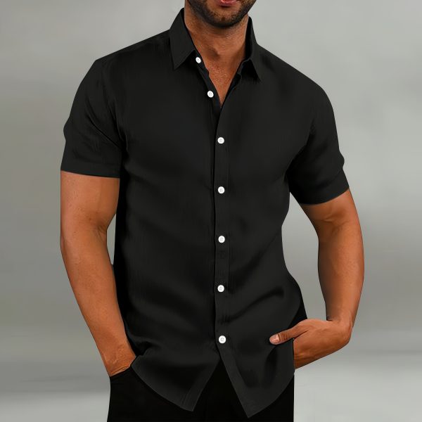 Cotton and linen casual loose short sleeved shirt - Image 2