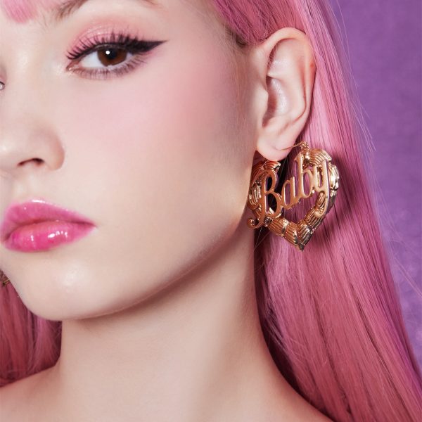 Retro heart-shaped hollow letter earrings