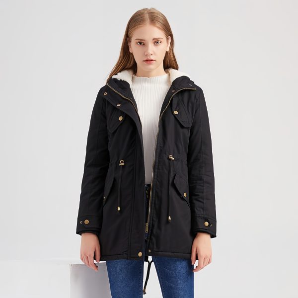 Solid color hooded parka coat