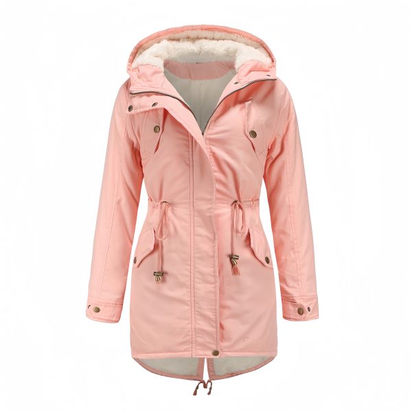 Solid color hooded parka coat - Image 5