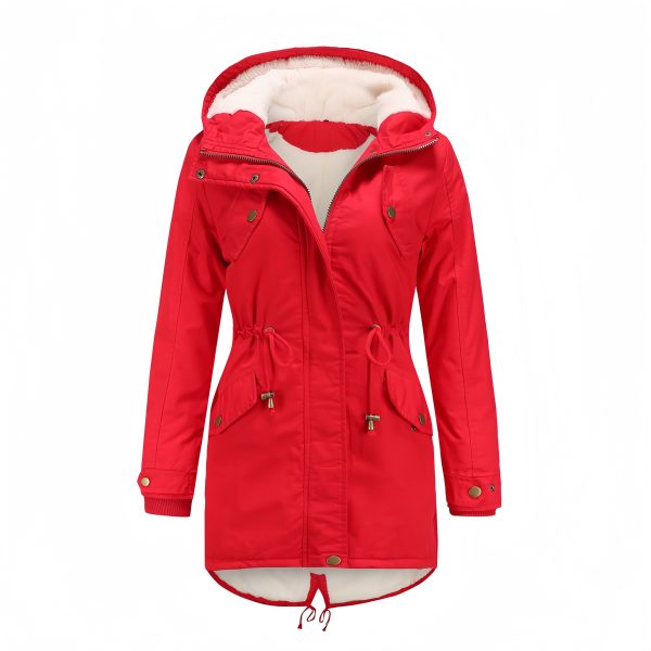 Solid color hooded parka coat - Image 4