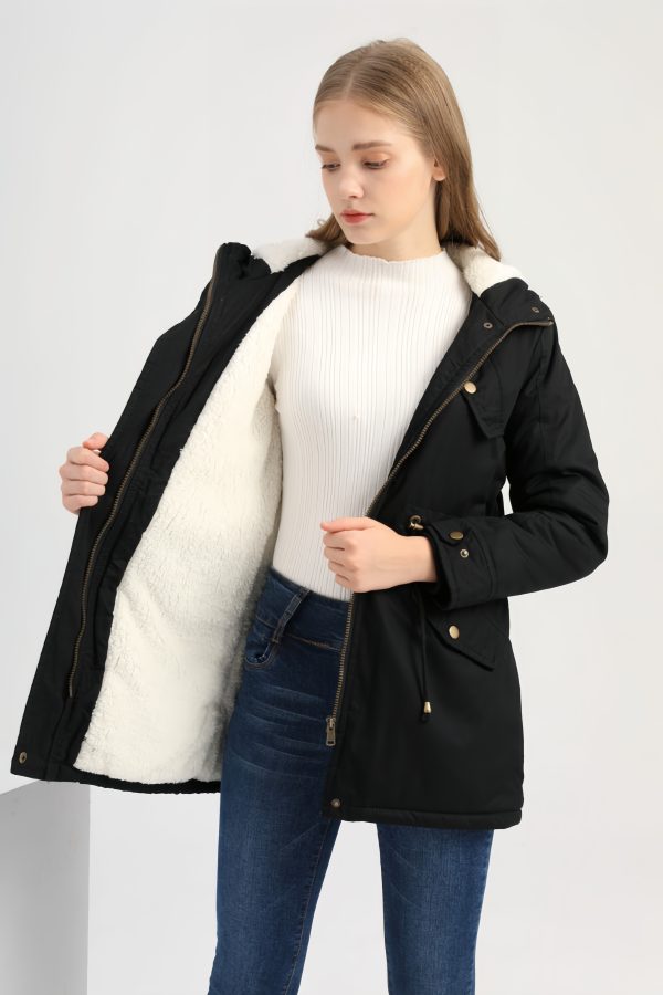 Solid color hooded parka coat - Image 2