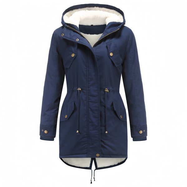 Solid color hooded parka coat - Image 6