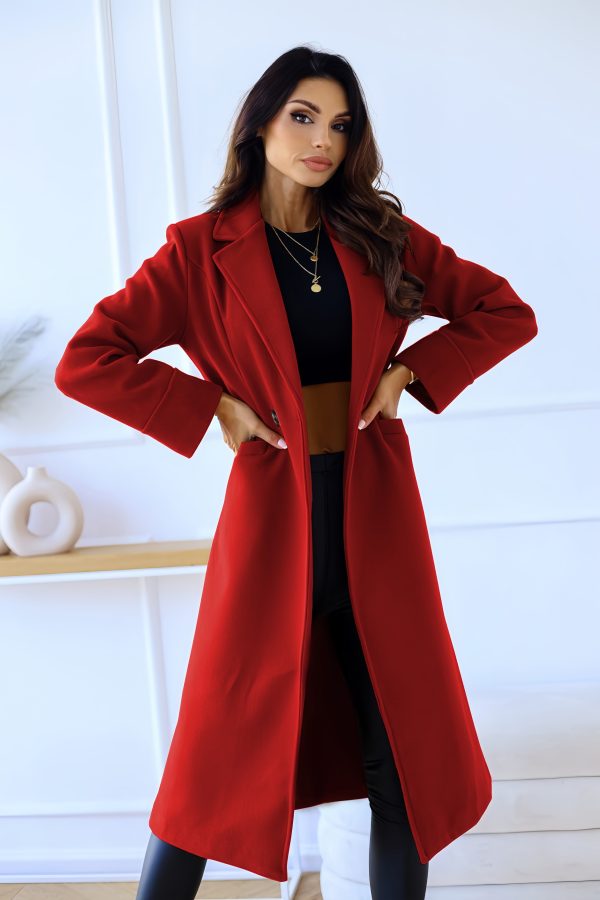 Solid color double breasted woolen jacket - Image 2