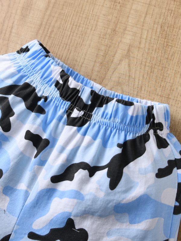 Boys and girls round neck short sleeved T-shirt shorts set - Image 3