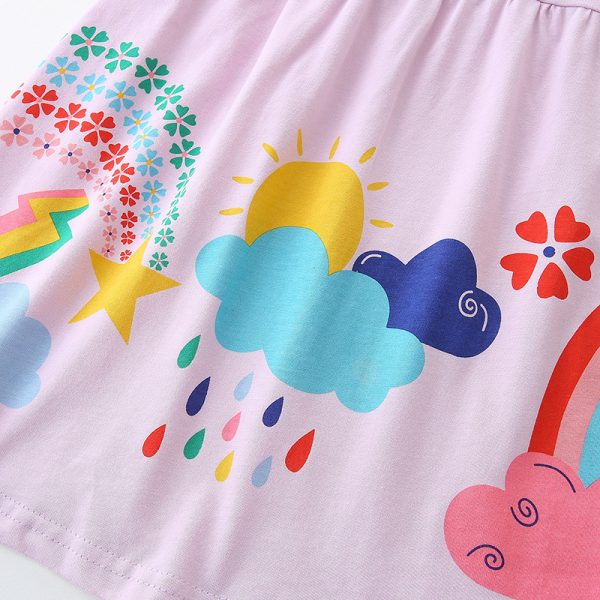 Fashion girl cartoon printed princess Organic cotton dress - Image 4