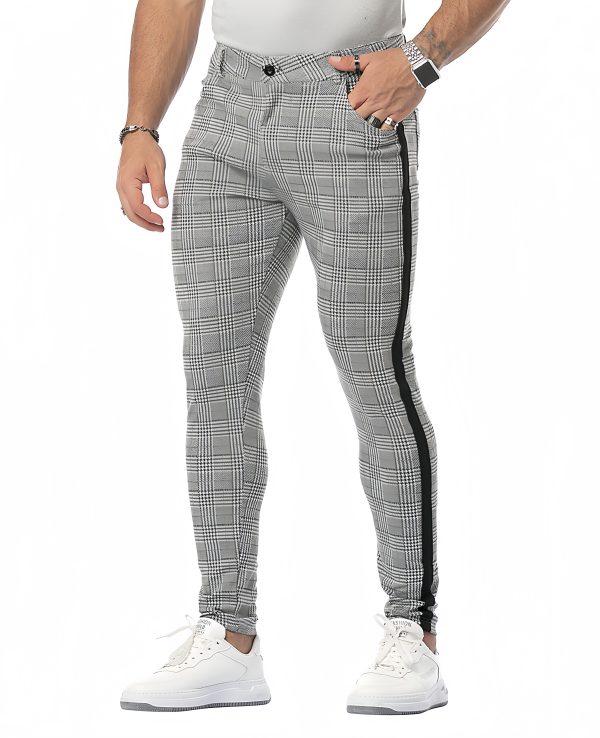 Men's small footed checkered pants