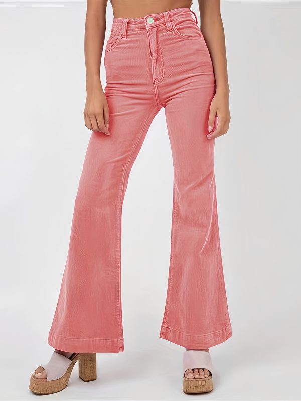 Corduroy flared pants with wide legs