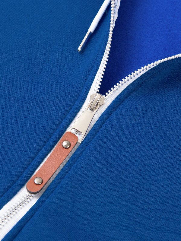 Color blocked zipper cardigan with fleece - Image 4