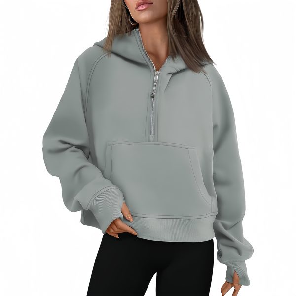 Hooded zipper thick hoodie top